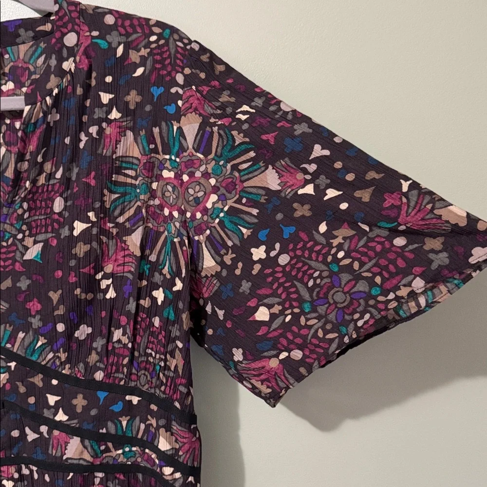 BA&SH Robe Fidji Printed Minidress NWT V neck Short Sleeves Side zip multicolor
